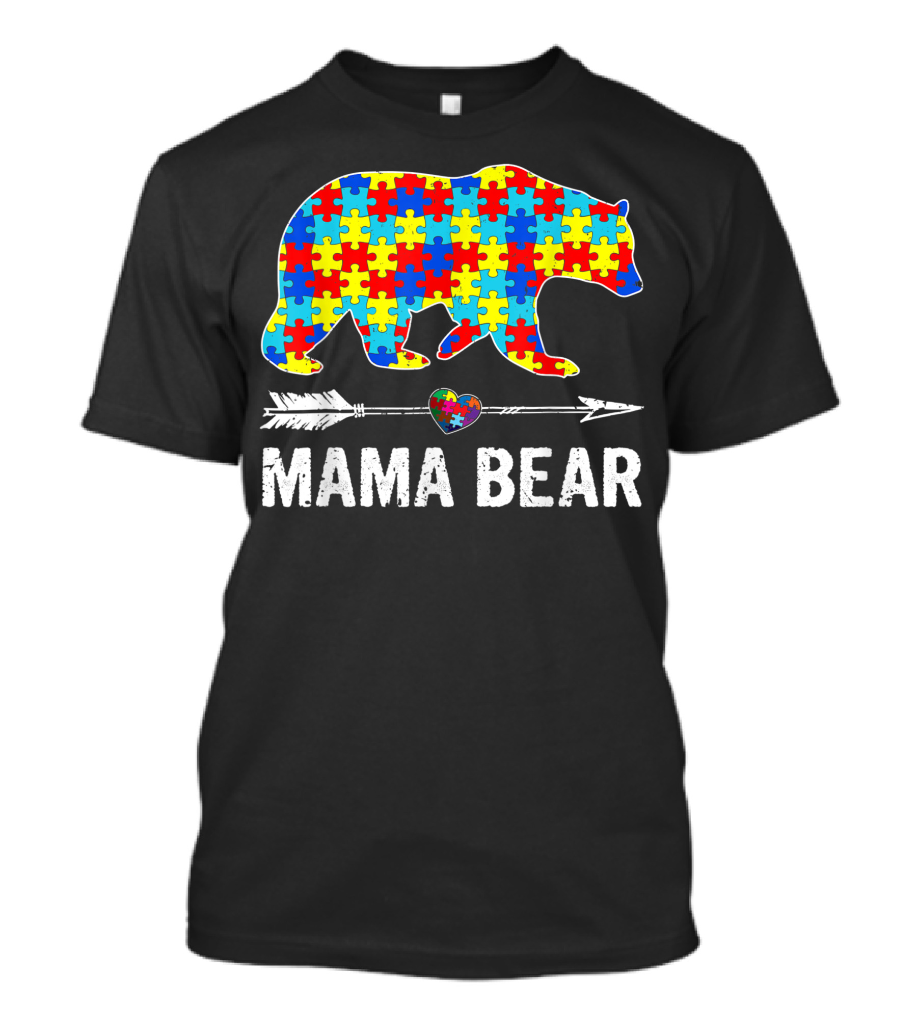 Mama Bear Puzzle Pattern Autism Awareness T-Shirt