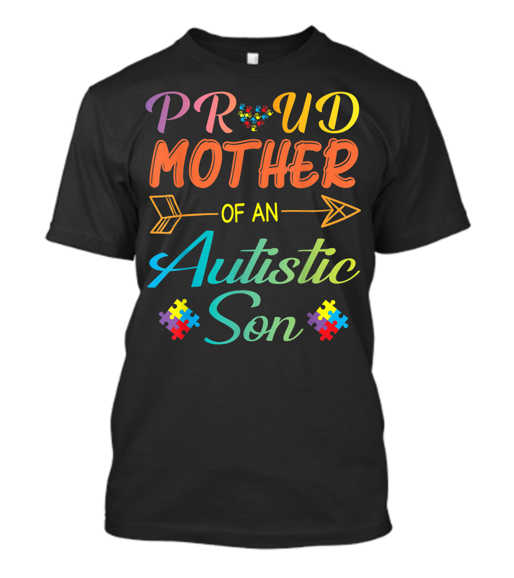 Proud Mother Of An Autistic Son Colorful Puzzle Piece Autism Awareness T-Shirt