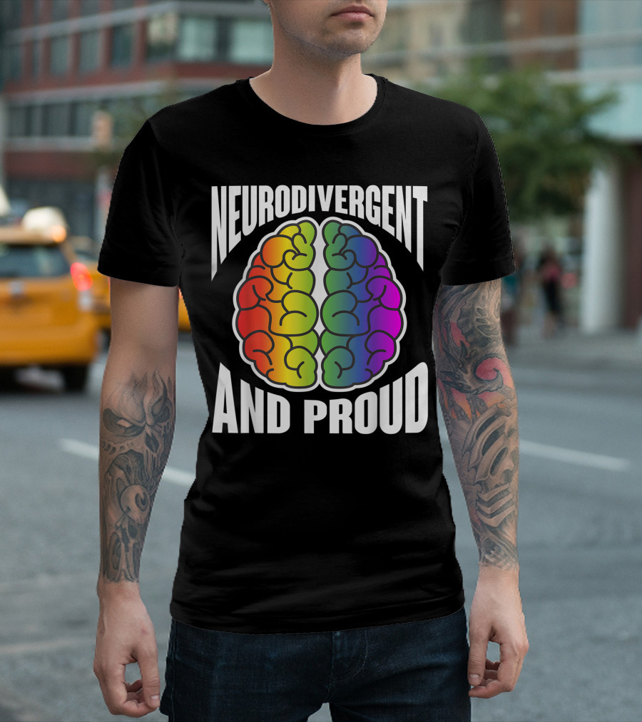 Neurodivergent and Proud Rainbow Brain Neurodiversity ADHD T-Shirt