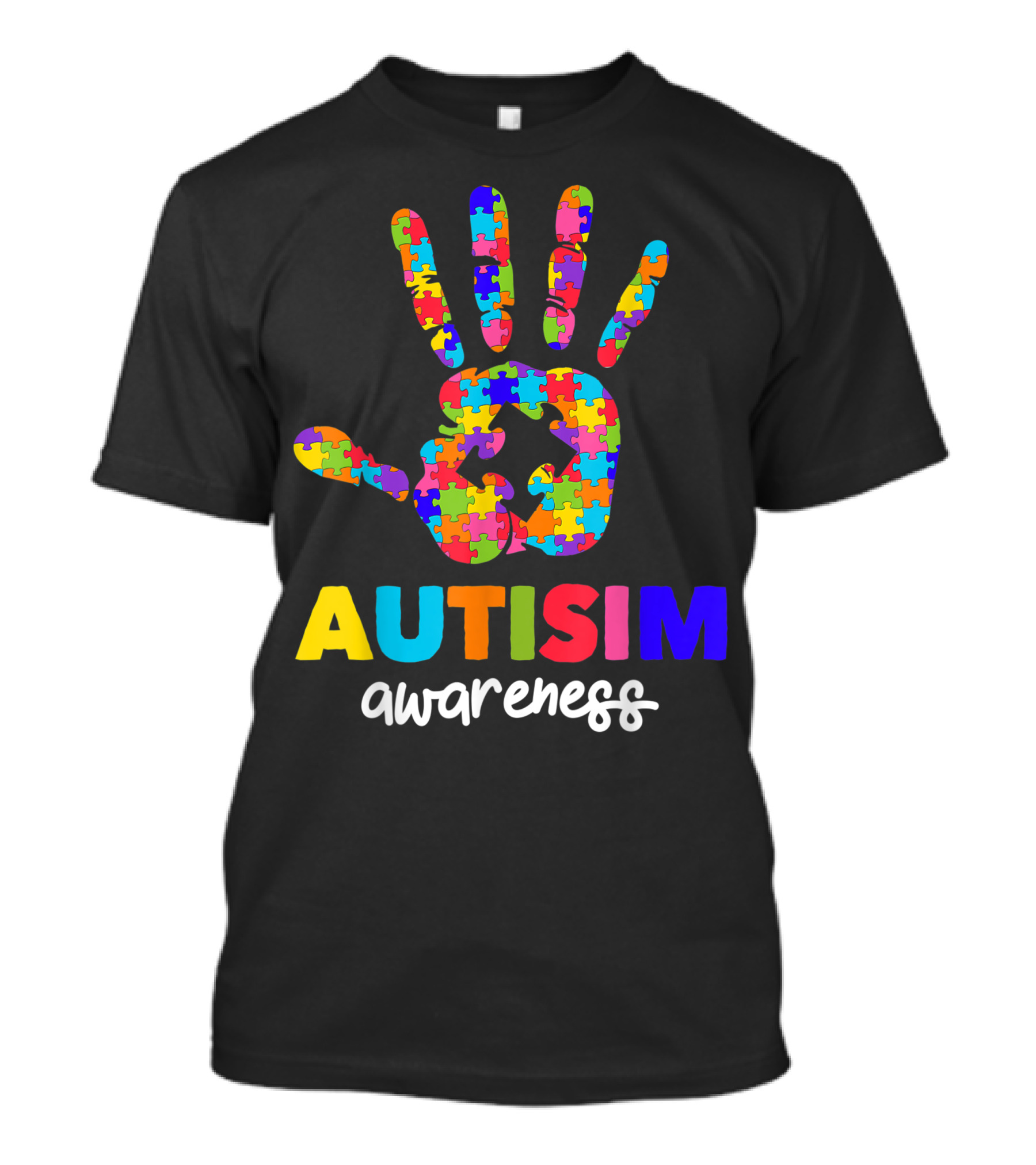 Puzzle Hand Autism Awareness Autistic Autism Moms Colorful Handprint T-Shirt