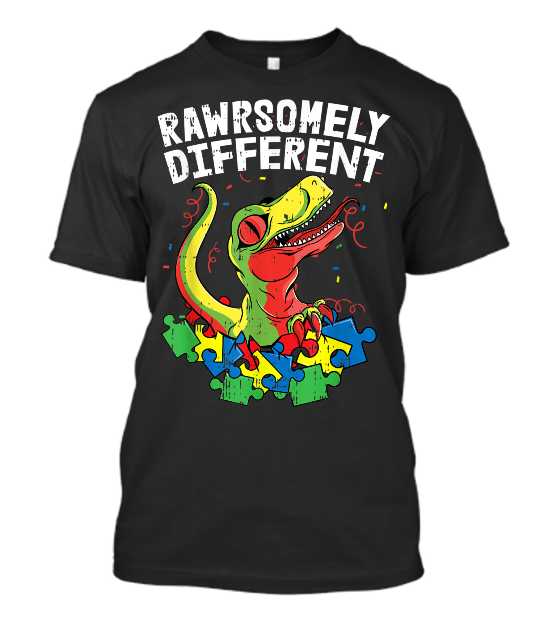 Rawsomely Different Autism Awareness Dino Puzzle T-Shirt