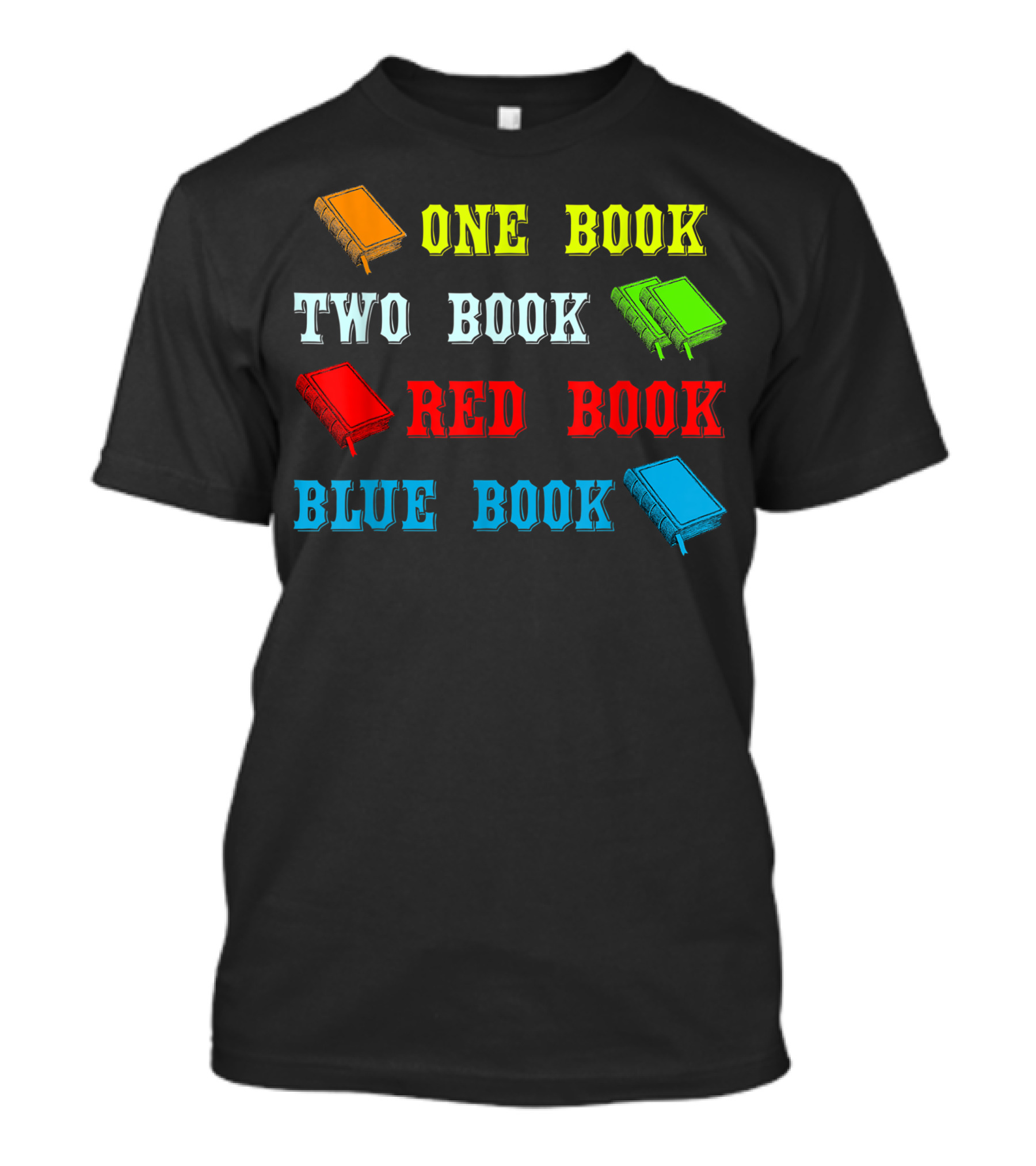 Reading One Book Two Book Red Book Blue Book Classic Colorful T-Shirt