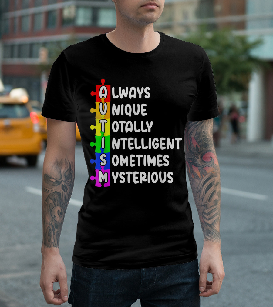 Autism Always Unique Totally Intelligent Sometimes Mysterious Retro Vintage T-Shirt