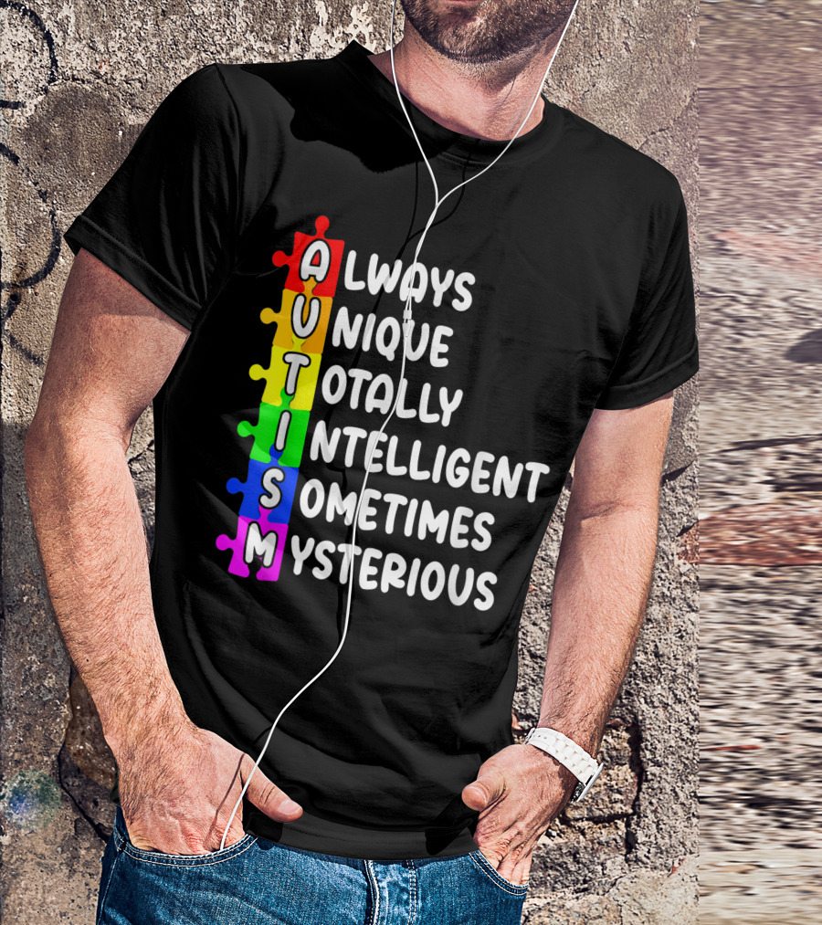 Autism Always Unique Totally Intelligent Sometimes Mysterious Retro Vintage T-Shirt