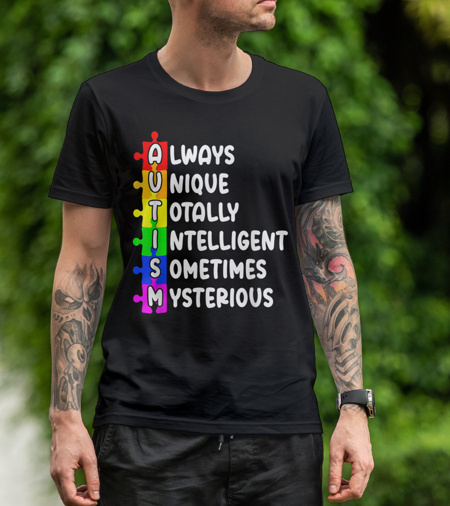 Autism Always Unique Totally Intelligent Sometimes Mysterious Retro Vintage T-Shirt