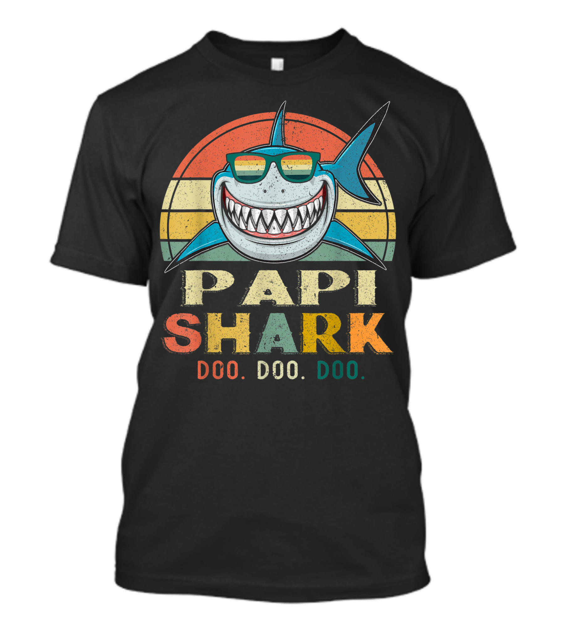 Papi Shark Doo Doo Doo Retro Vintage Grandpa Dad T-Shirt