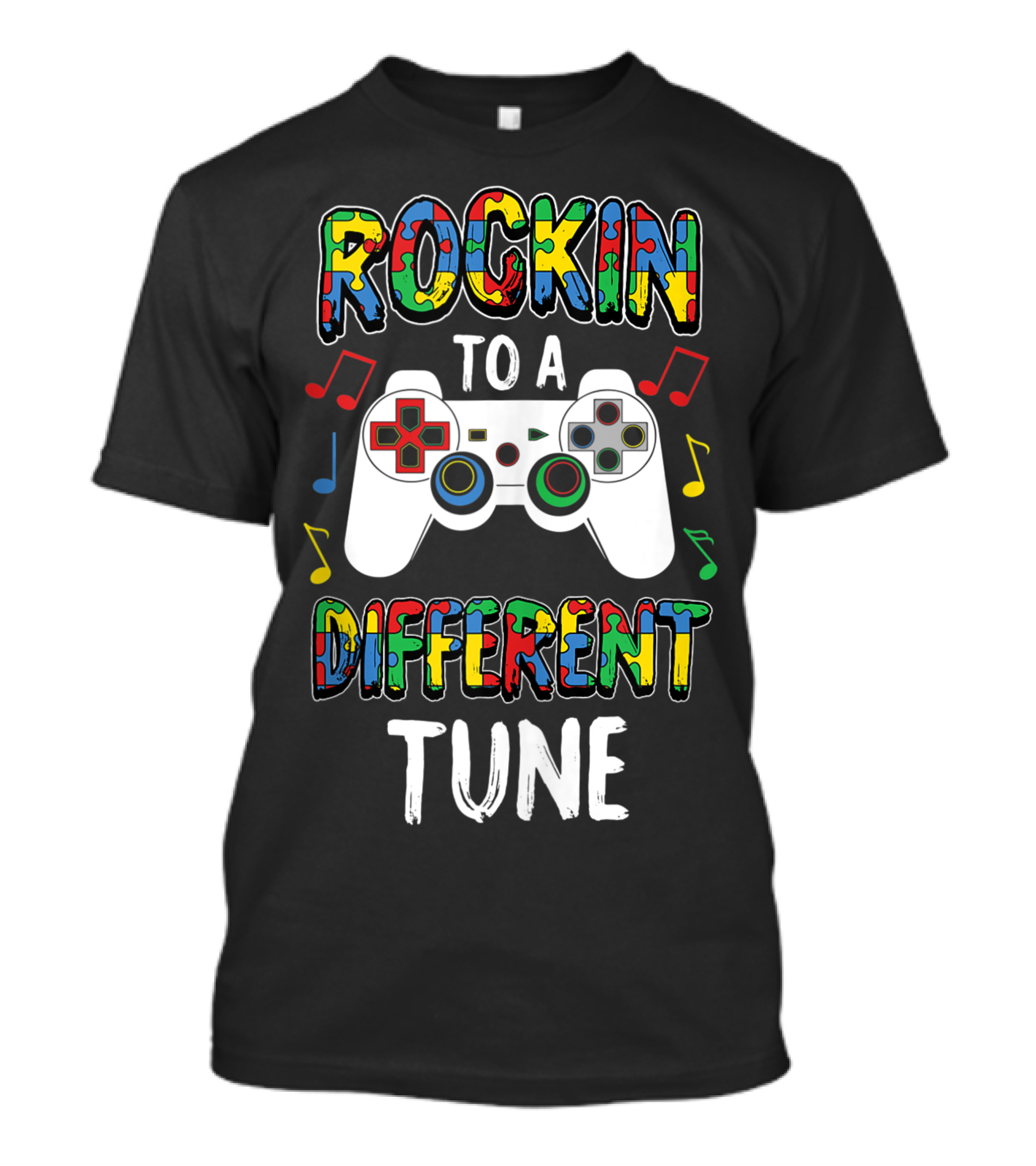 Rockin To A Different Tune Autism Awareness Gamer Controller T-Shirt