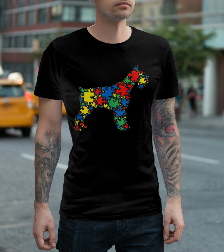 Schnauzer Puzzle Autism Awareness Men Kids Hb T-Shirt