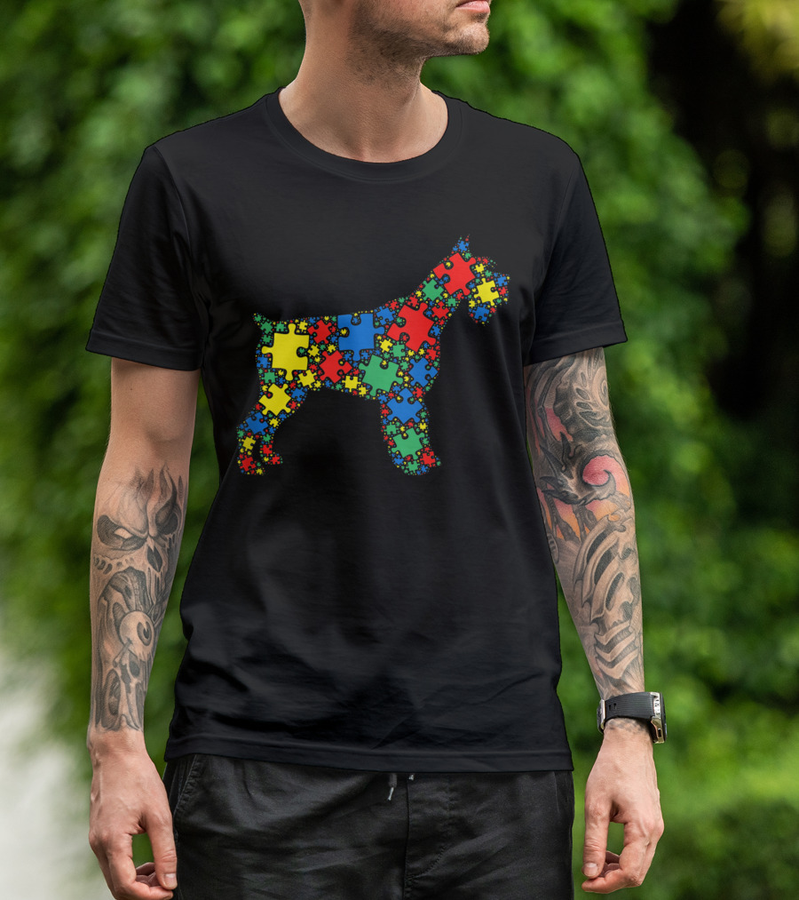 Schnauzer Puzzle Autism Awareness Men Kids Hb T-Shirt