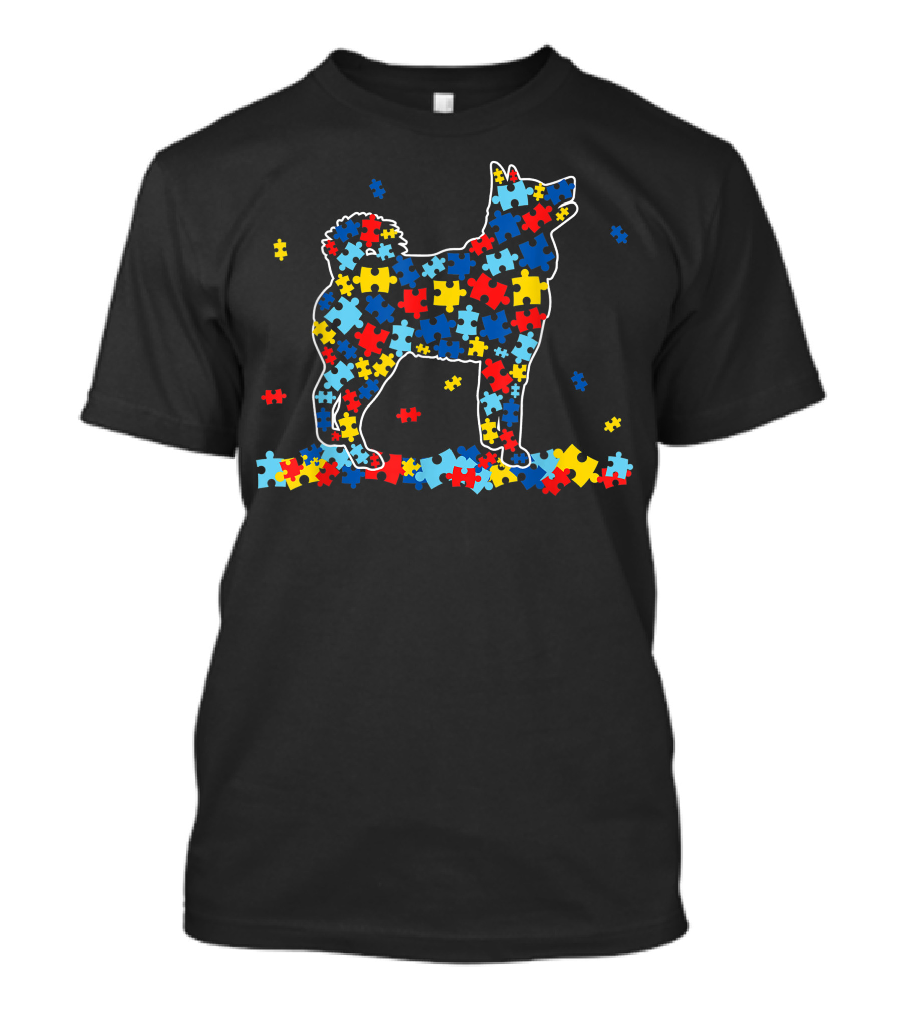 Siberian Husky Puzzle Pieces Autism Awareness Dog T-Shirt