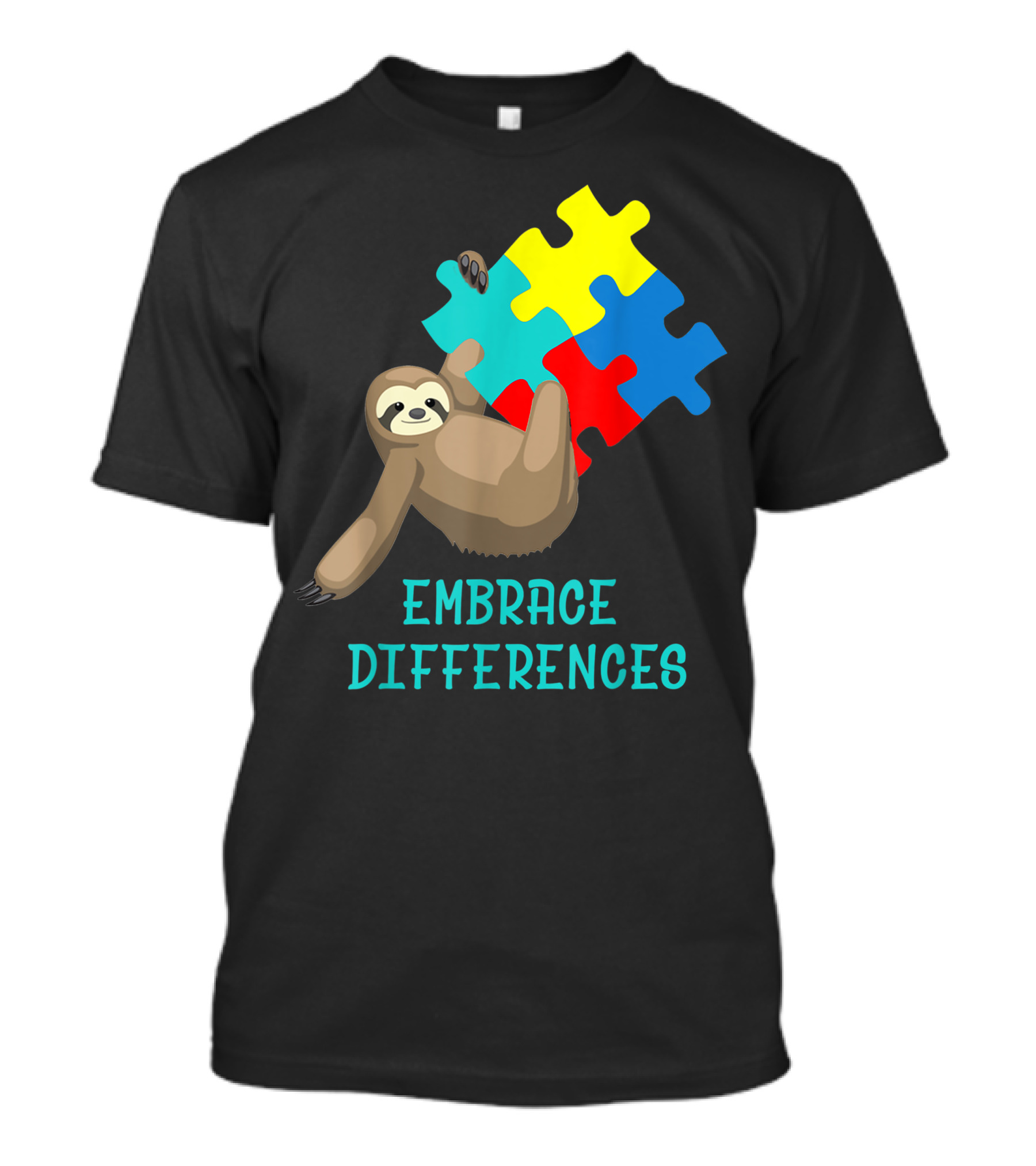 Sloth Embrace Differences Autism Awareness Day Puzzles T-Shirt