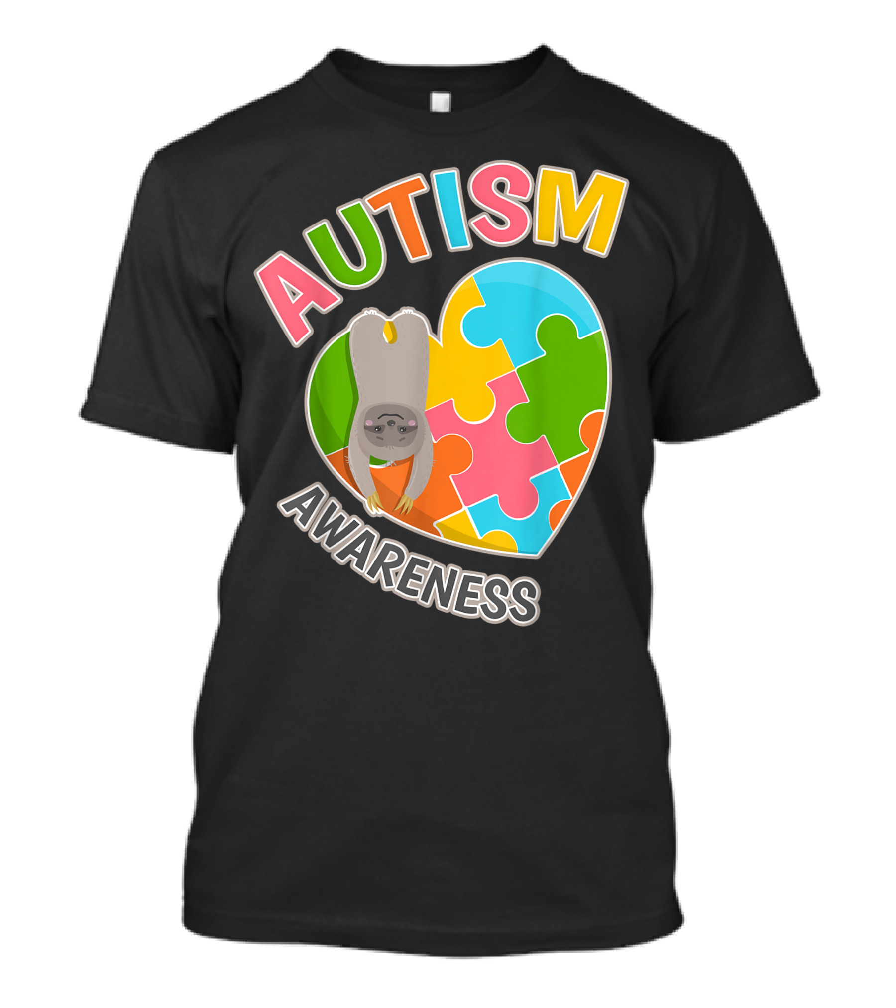 Autism Awareness Sloth Heart Puzzle Women Boy Girl Kid T-Shirt
