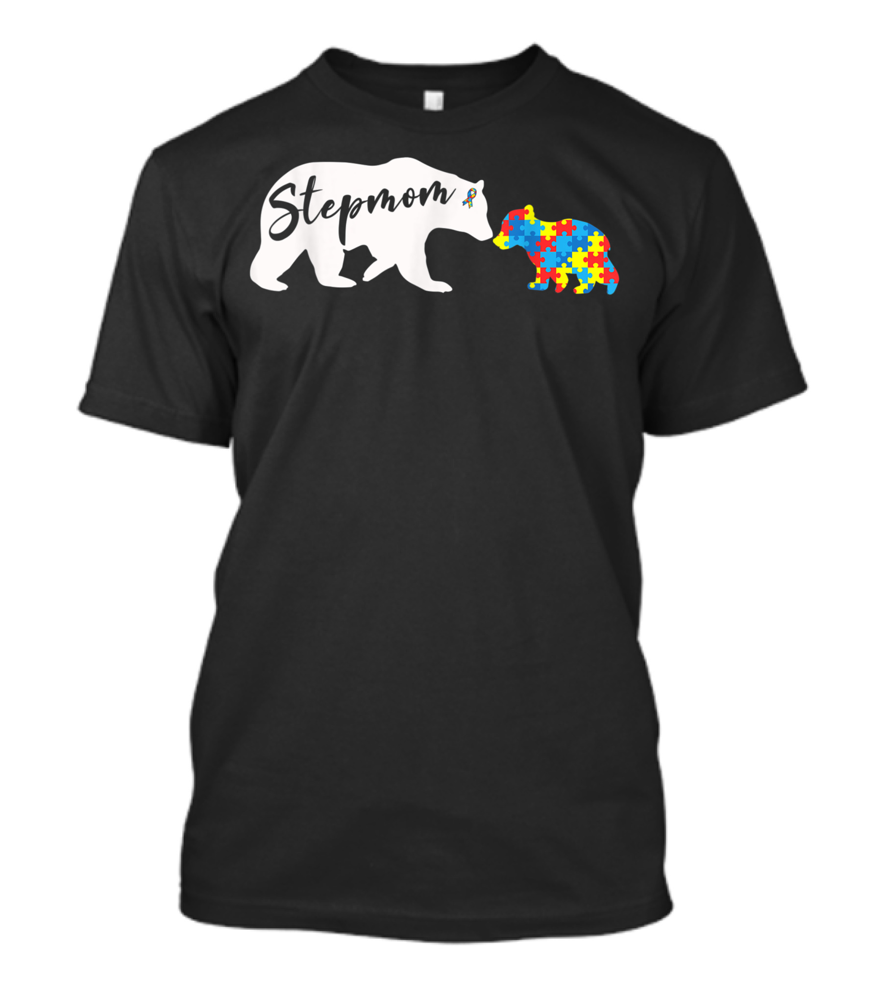 Stepmom Bear Autism Awareness Puzzle T-Shirt