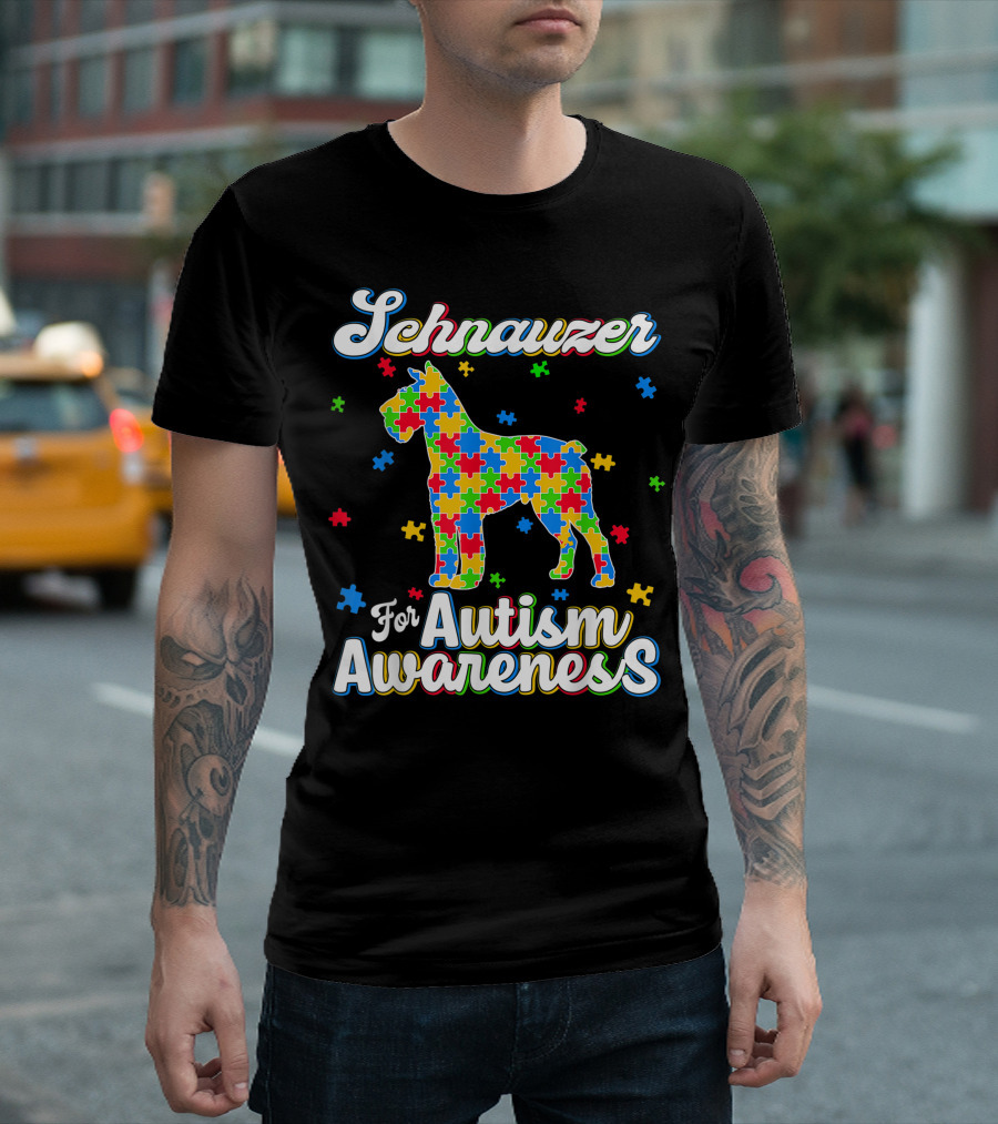 Schnauzer for Autism Awareness Dog Dad T-Shirt