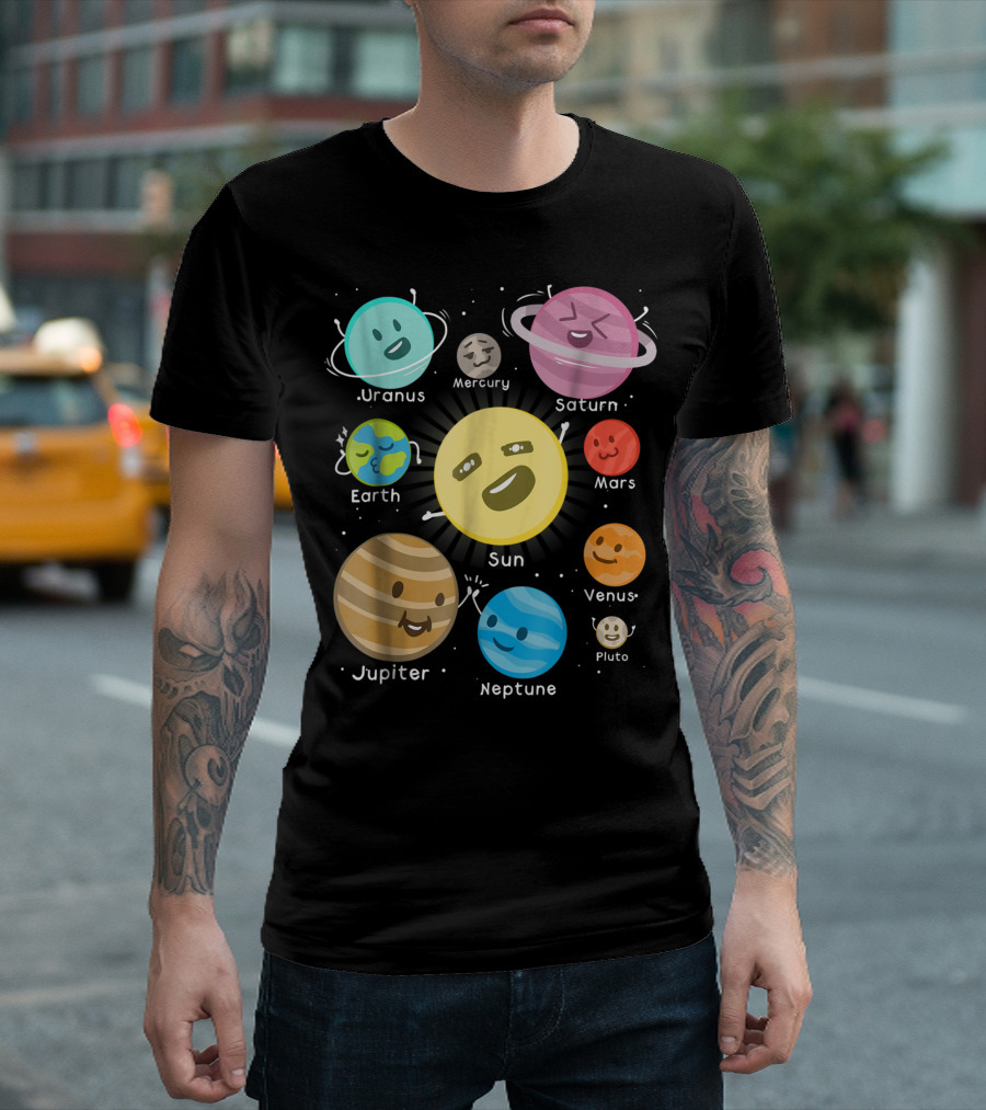 Solar System Sun Uranus Jupiter Neptune Mercury Mars Saturn Venus Earth Pluto T-Shirt