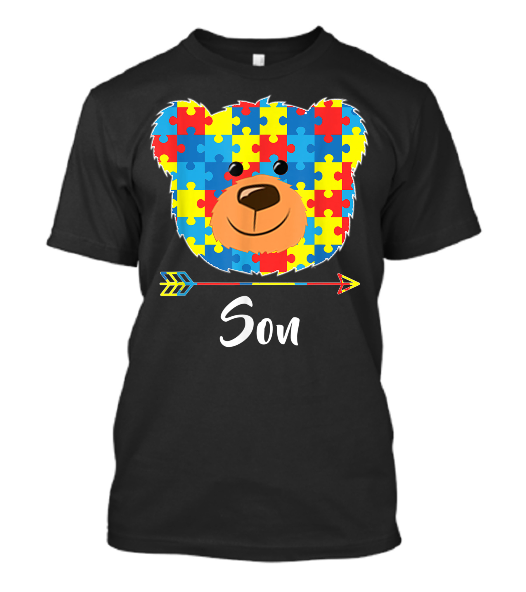 Son Bear Puzzle Face Autism Awareness T-Shirt