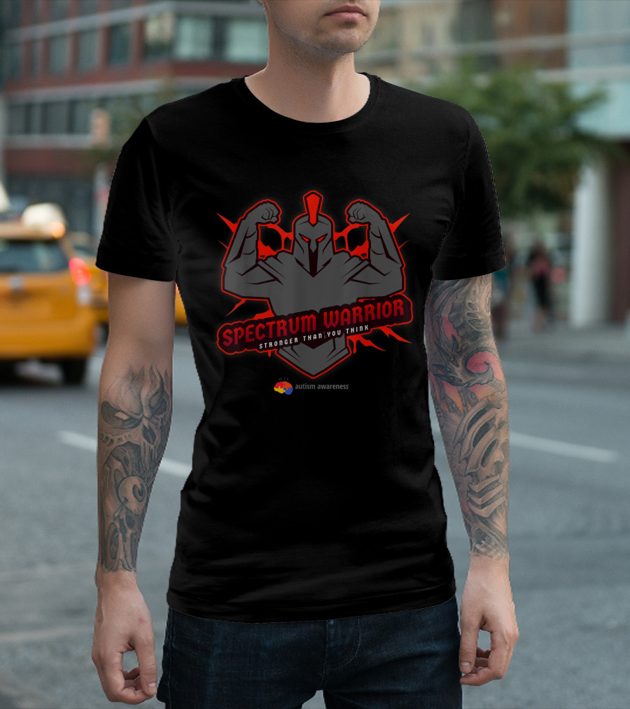 Spectrum Warrior Autism Awareness Stronger Than You Think Red Gladiator T-Shirt