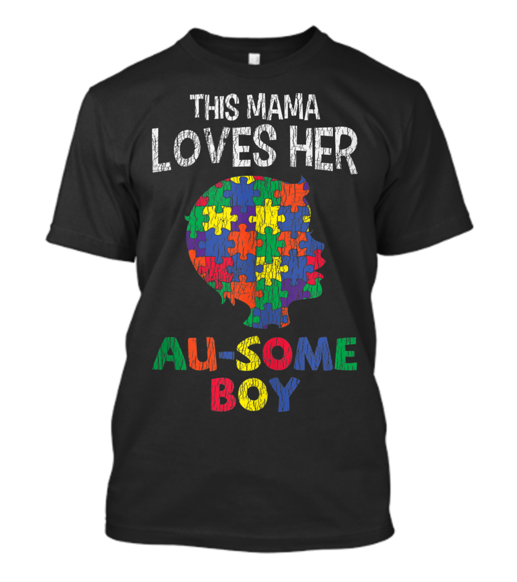 This Mama Loves Her Au-Some Boy Autism Awareness Puzzle T-Shirt
