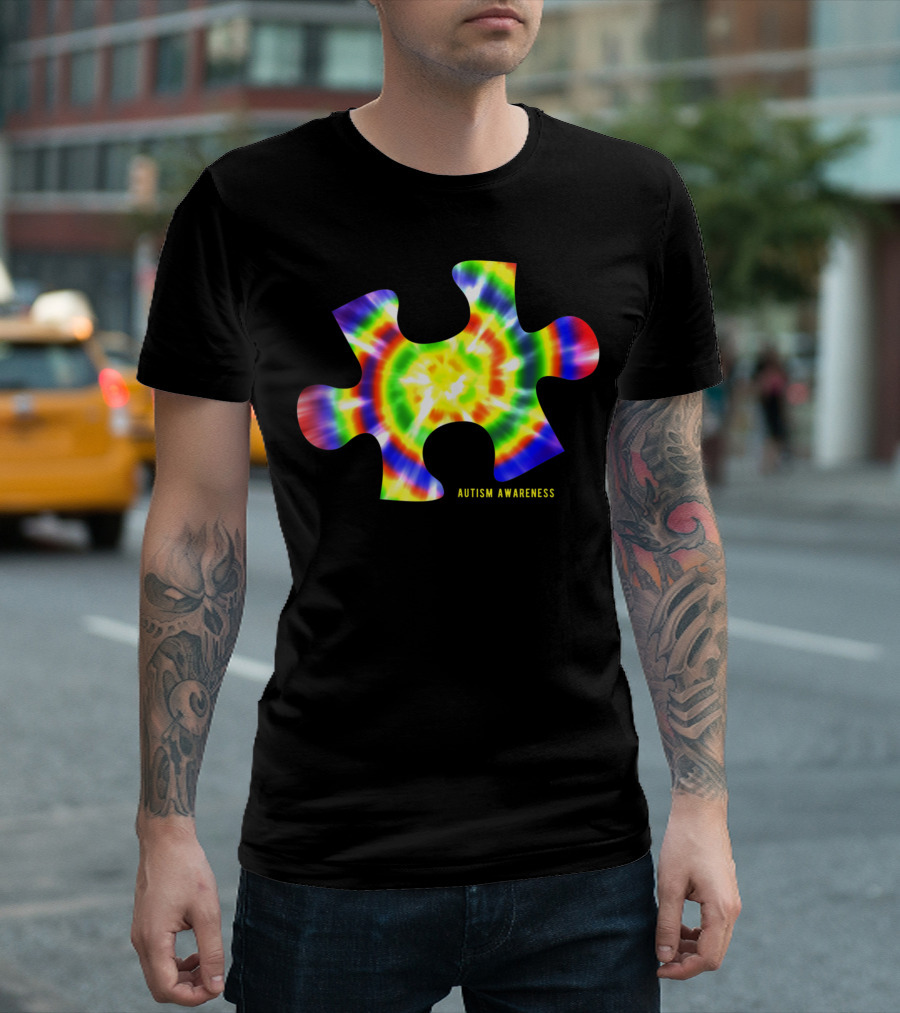 Tie Dye Puzzle Piece Autism Awareness T-Shirt