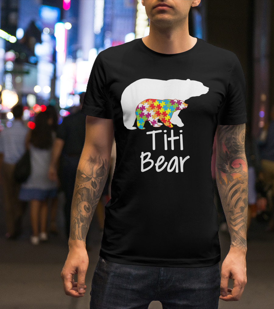 Titi Bear Autism Awareness Rainbow Puzzle T-Shirt