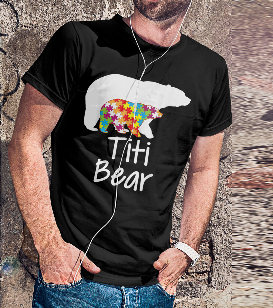Titi Bear Autism Awareness Rainbow Puzzle T-Shirt
