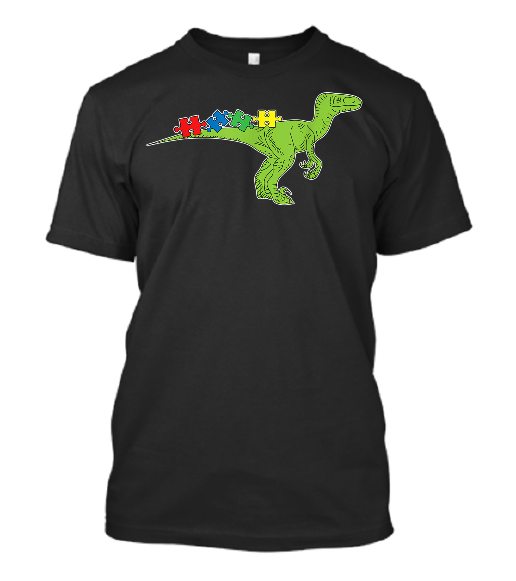 T Rex Dinosaur With Autism Awareness Puzzle Pieces For Cute Baby Toddlers T-Shirt