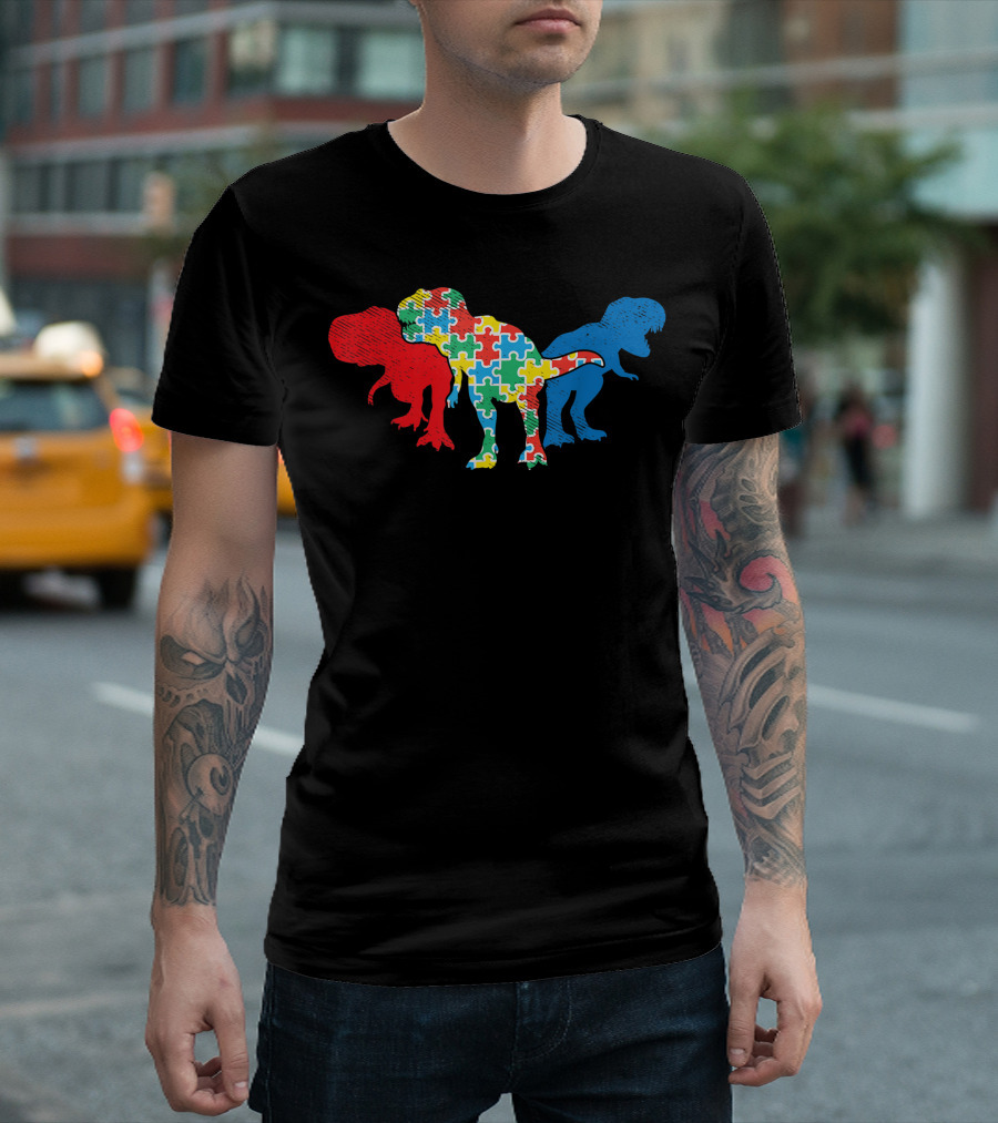 T Rex Dinosaurs Puzzle Dino Autism Awareness ASL Girls T-Shirt