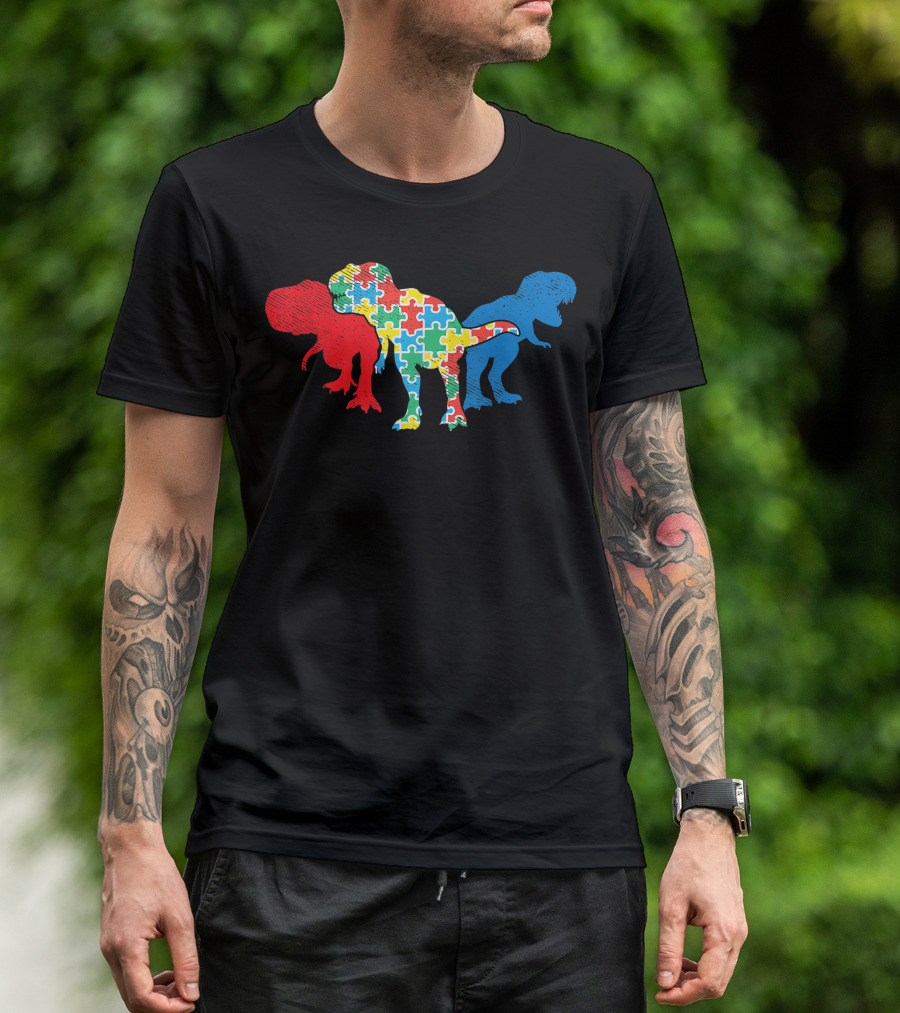 T Rex Dinosaurs Puzzle Dino Autism Awareness ASL Girls T-Shirt