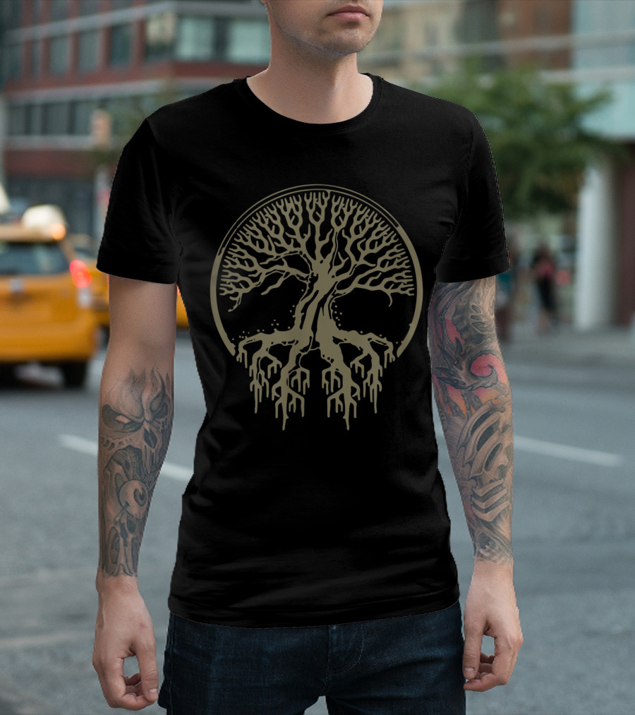 Trippy Tree Of Life Circle Roots Branches 4 Of July T-Shirt