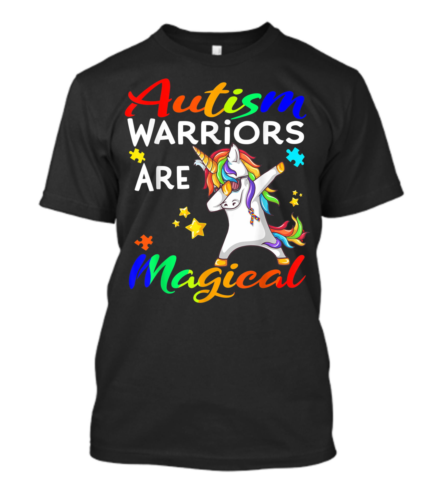 Autism Warriors Are Magical Unicorn With Puzzle Pieces And Dabbing Pose T-Shirt