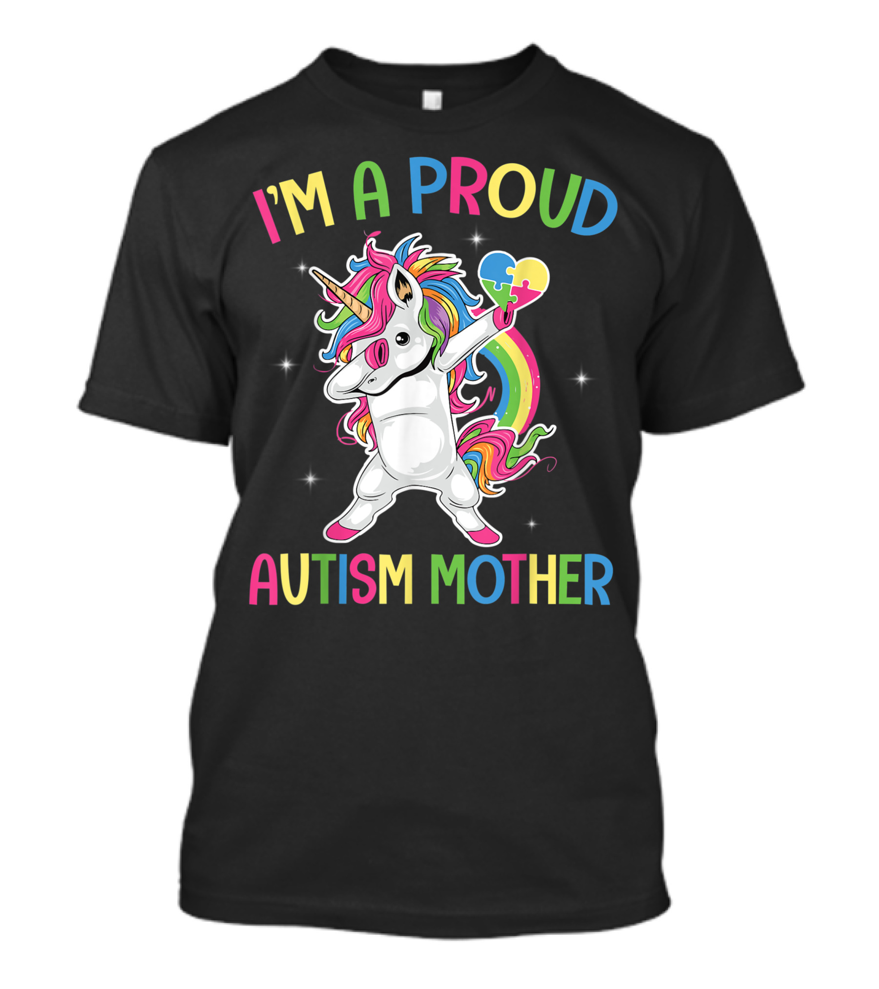 I'm A Proud Autism Mother Unicorn Dabbing Puzzles Heart T-Shirt