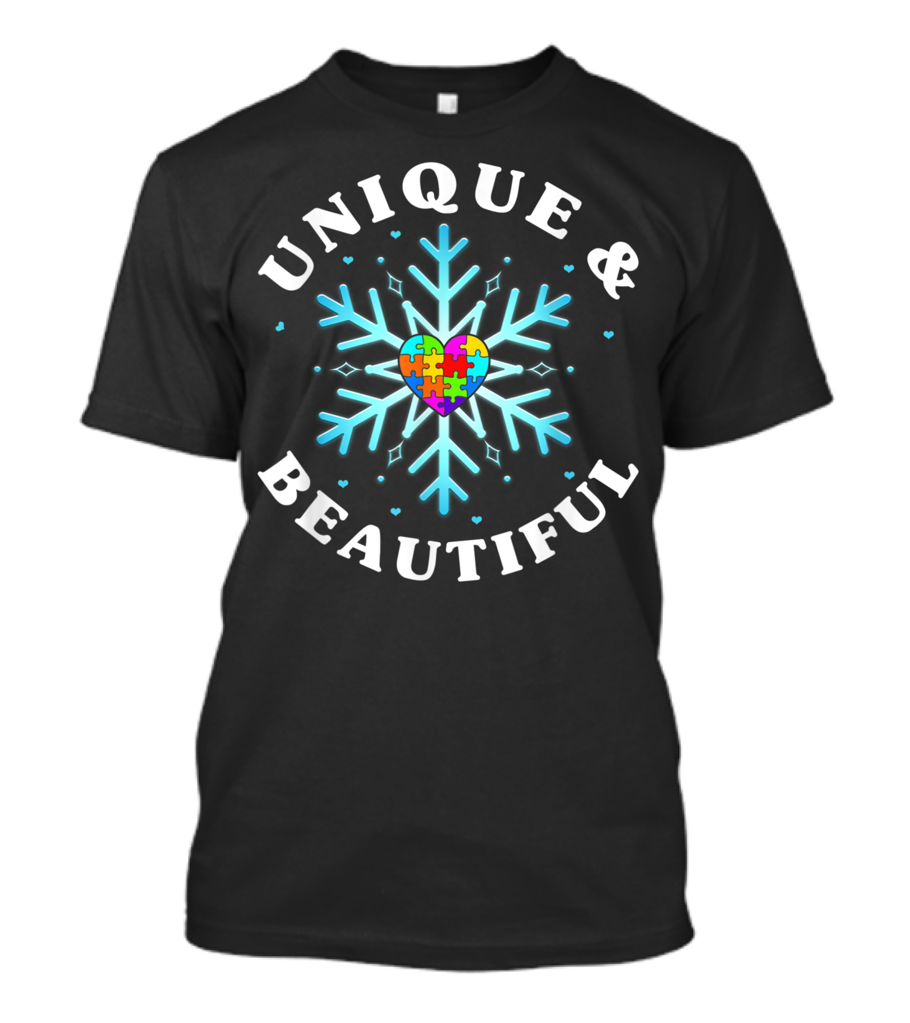 Unique And Beautiful Autism Awareness Snowflake Heart Puzzle T-Shirt