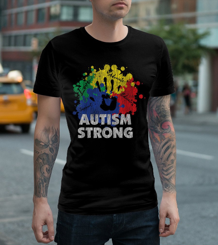 Autism Strong Love Advocate Support Autistic Kids Awareness Vintage T-Shirt