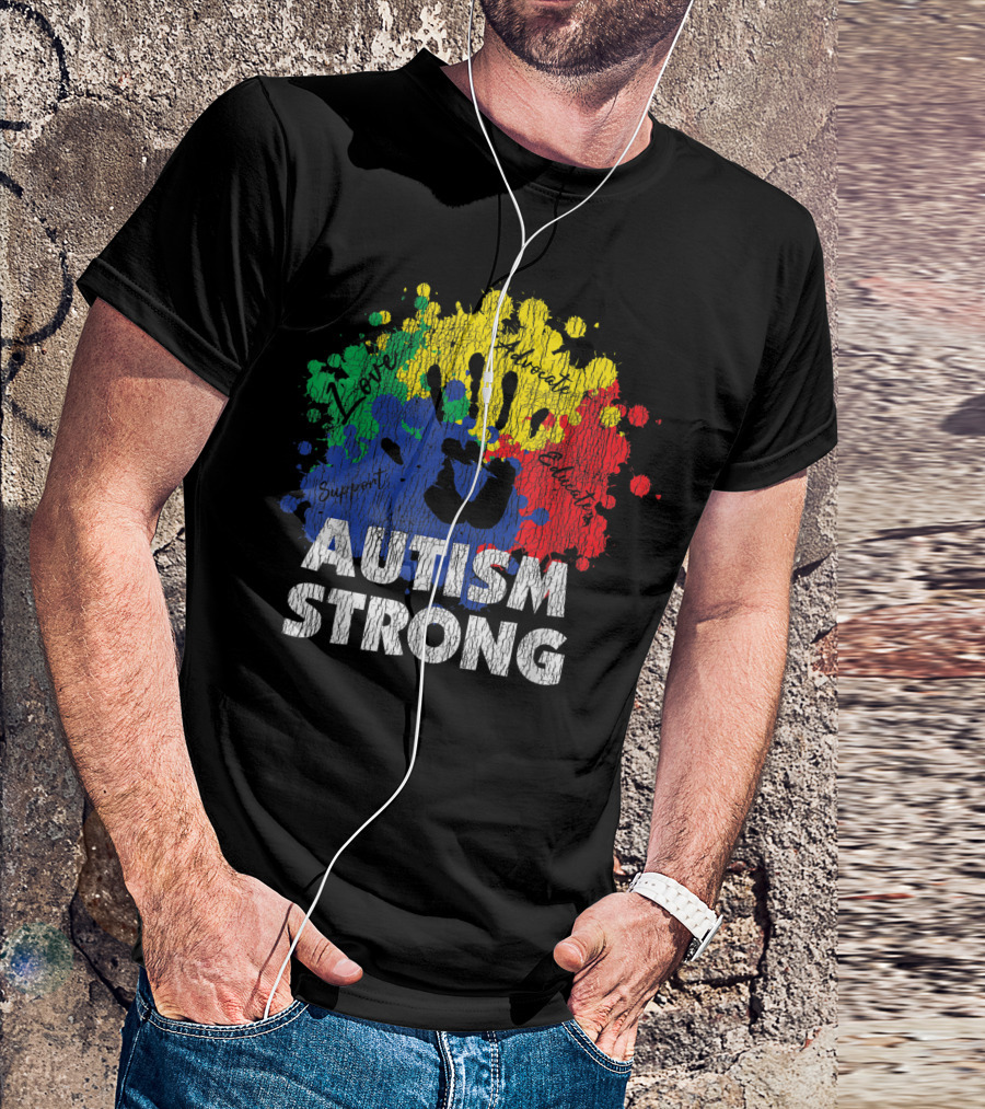 Autism Strong Love Advocate Support Autistic Kids Awareness Vintage T-Shirt