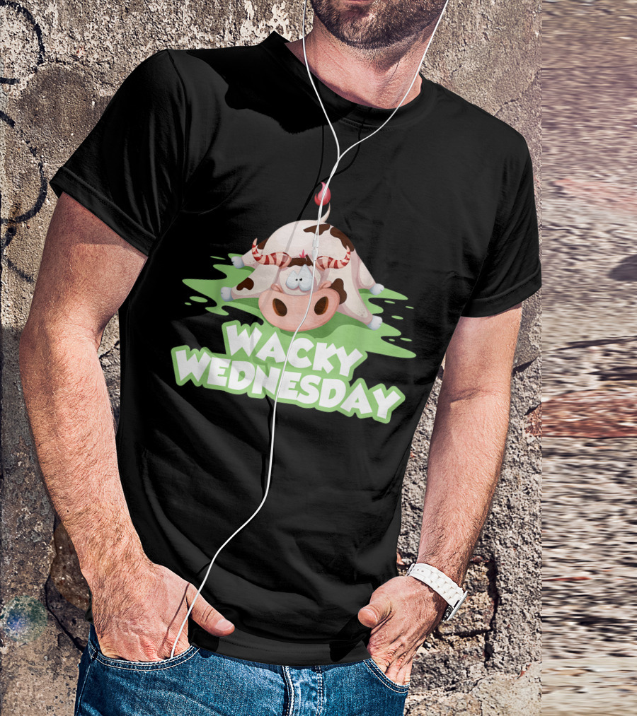 Wacky Wednesday Outfit Cow Lying On Green Splash T-Shirt