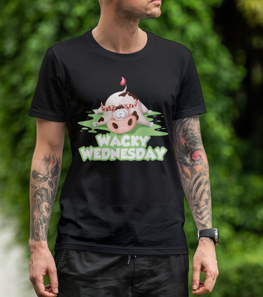 Wacky Wednesday Outfit Cow Lying On Green Splash T-Shirt