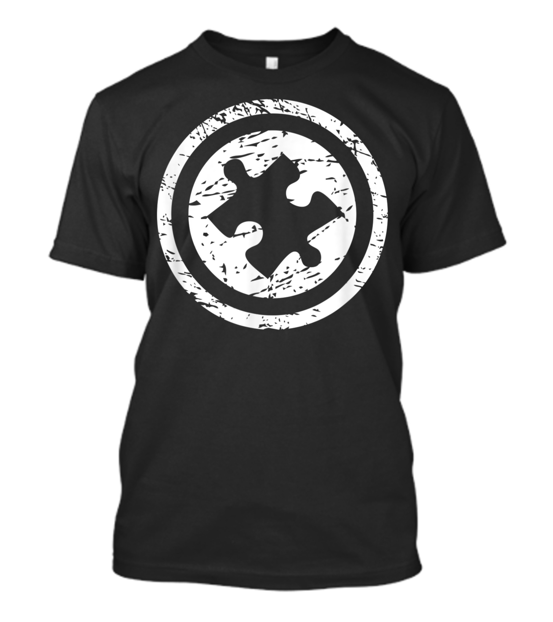 White Emblem Autism Puzzle Piece T-Shirt