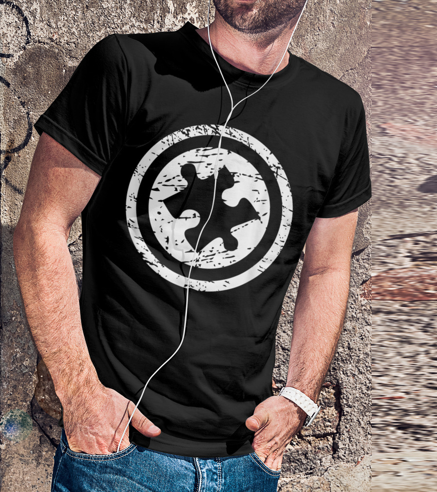 White Emblem Autism Puzzle Piece T-Shirt