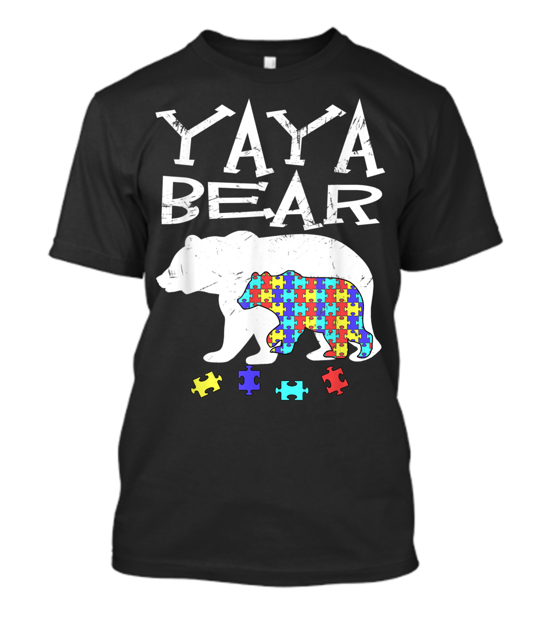 Yaya Bear Autism Awareness Mama Puzzle Piece T-Shirt