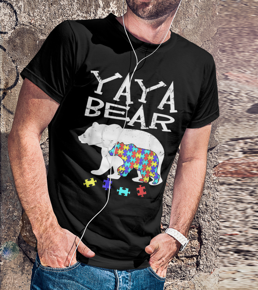Yaya Bear Autism Awareness Mama Puzzle Piece T-Shirt