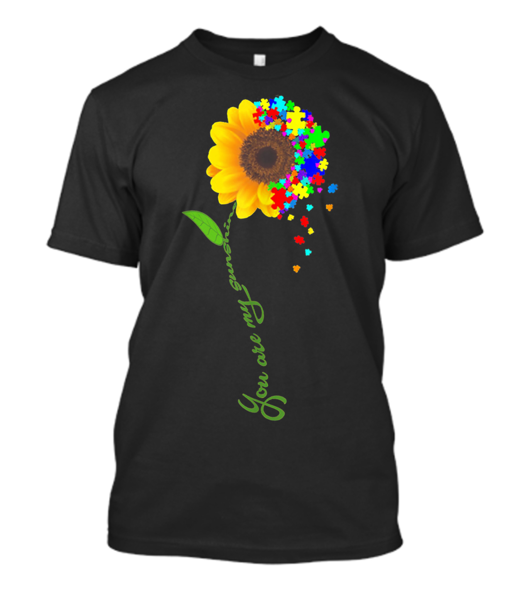 You Are My Sunshine Sunflower With Autism Awareness Puzzle Pieces T-Shirt