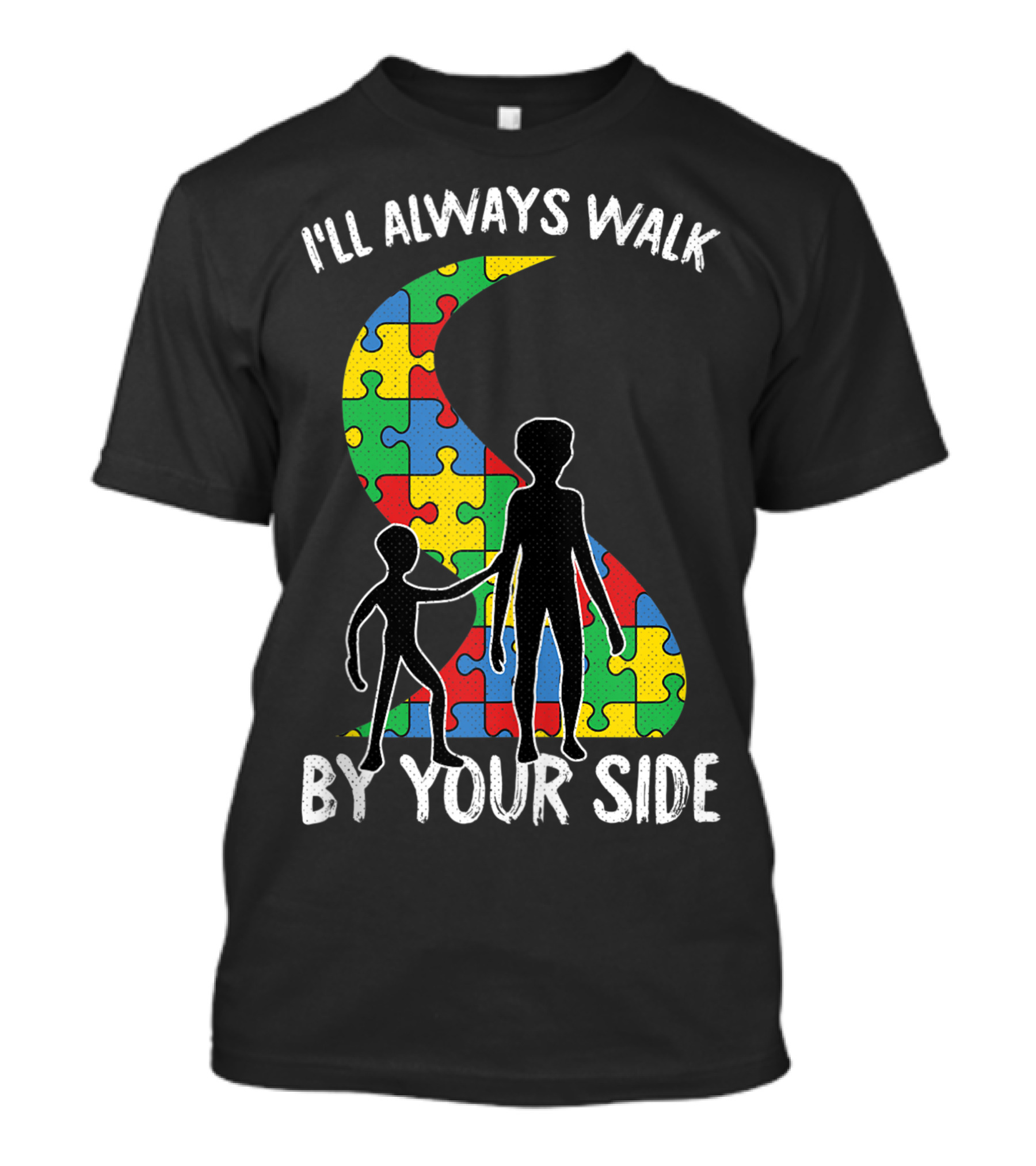 I'll Always Walk By Your Side Autism Awareness Puzzle T-Shirt