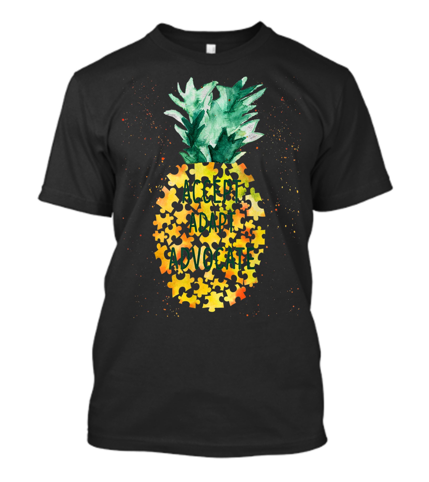 Accept Adapt Advocate Pineapple Puzzle Autism T-Shirt