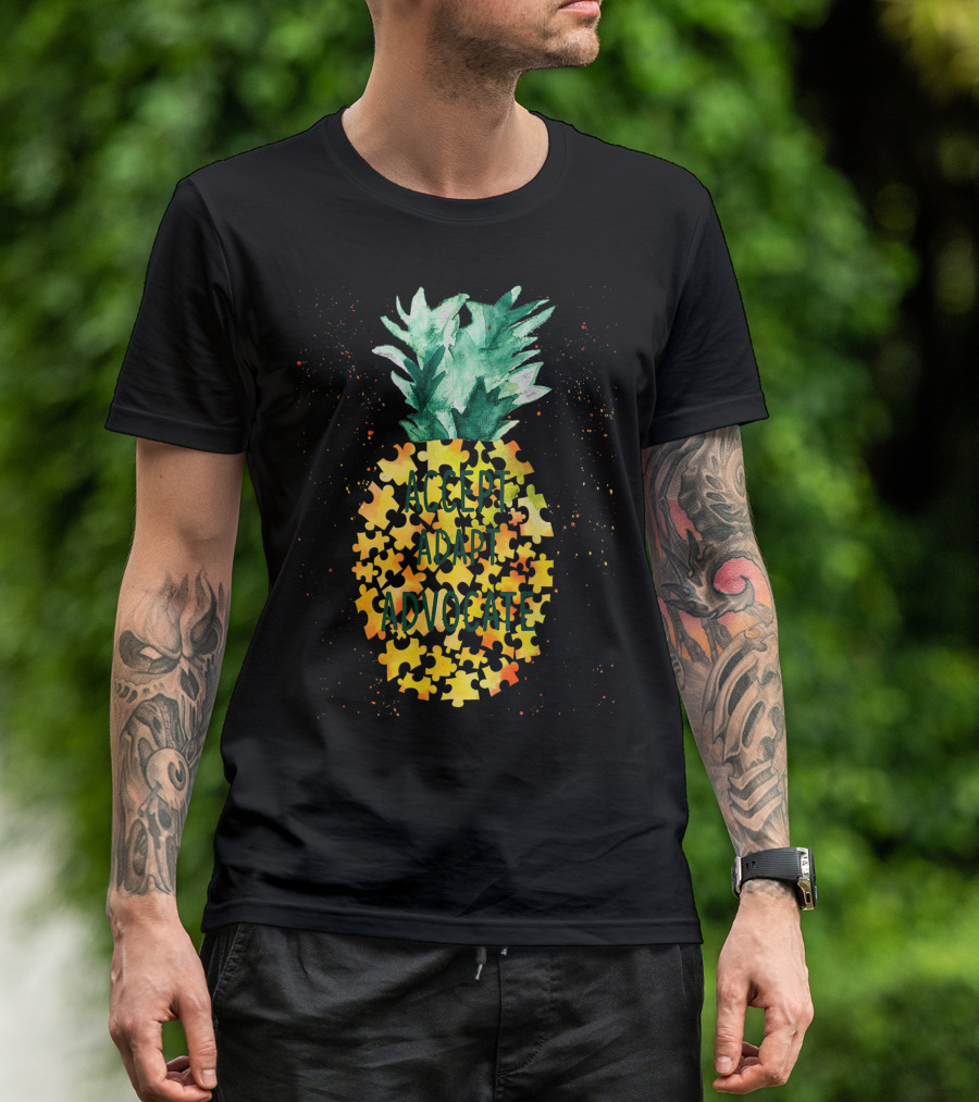 Accept Adapt Advocate Pineapple Puzzle Autism T-Shirt