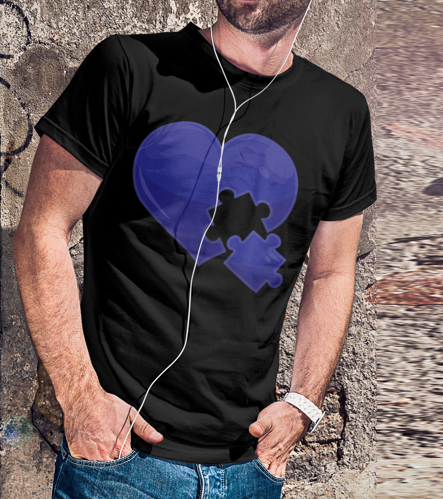 Autism Awareness Blue Heart Puzzle T-Shirt