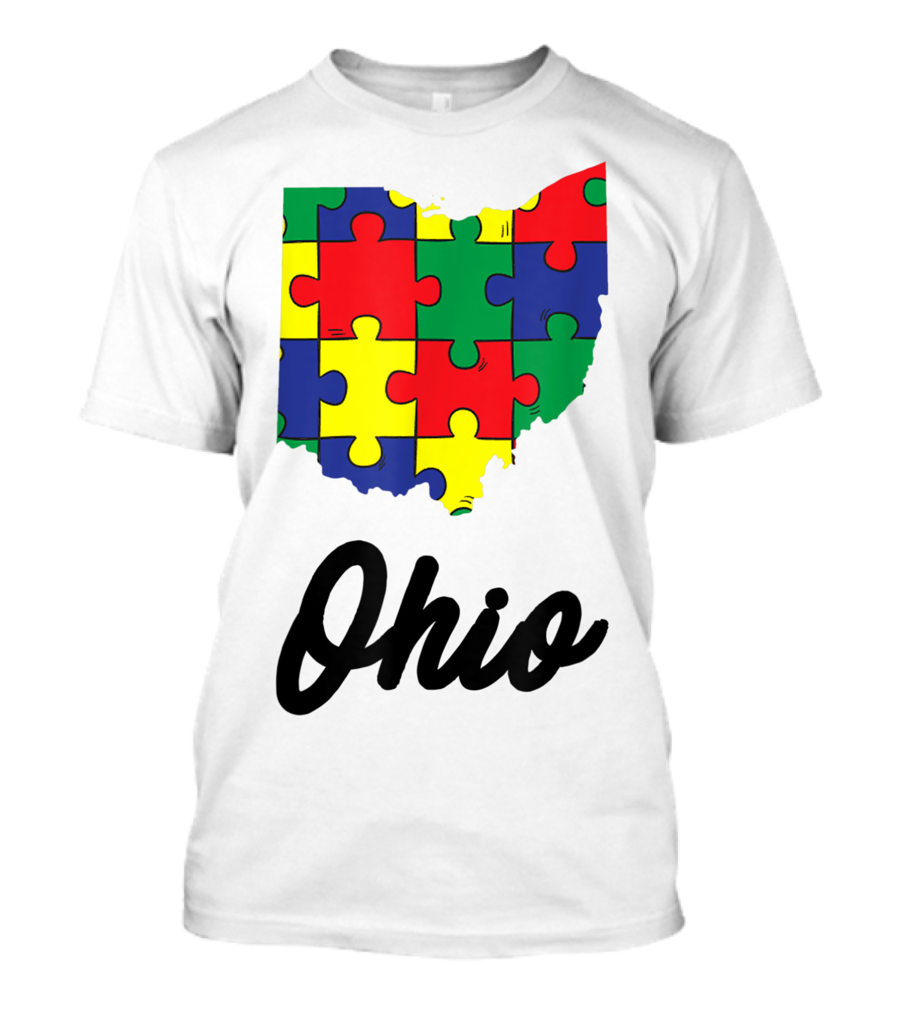 Ohio Autism Awareness Puzzle Pieces T-Shirt