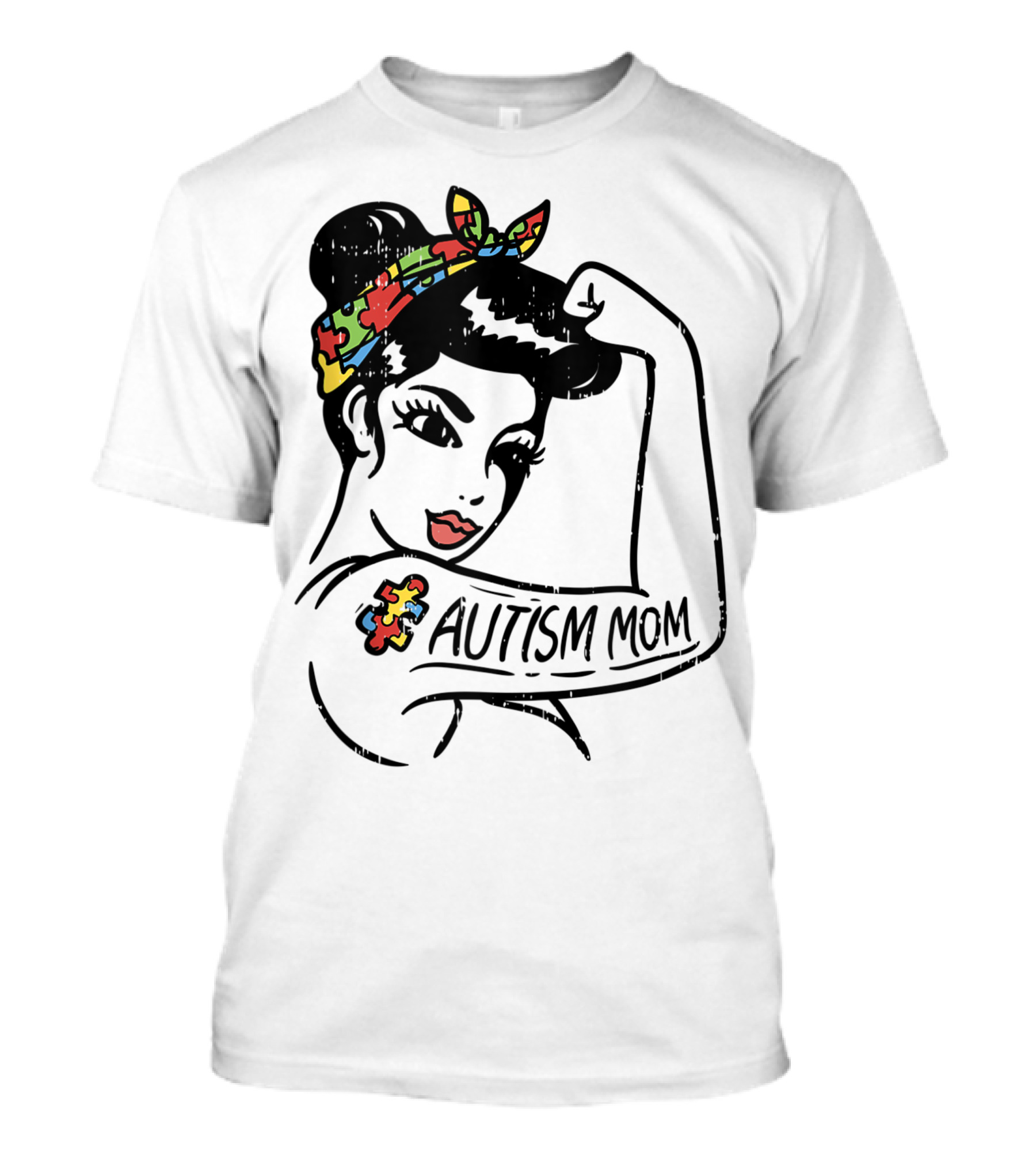 Autism Awareness Unbreakable Mom With Puzzle Headband And Tattoo T-Shirt