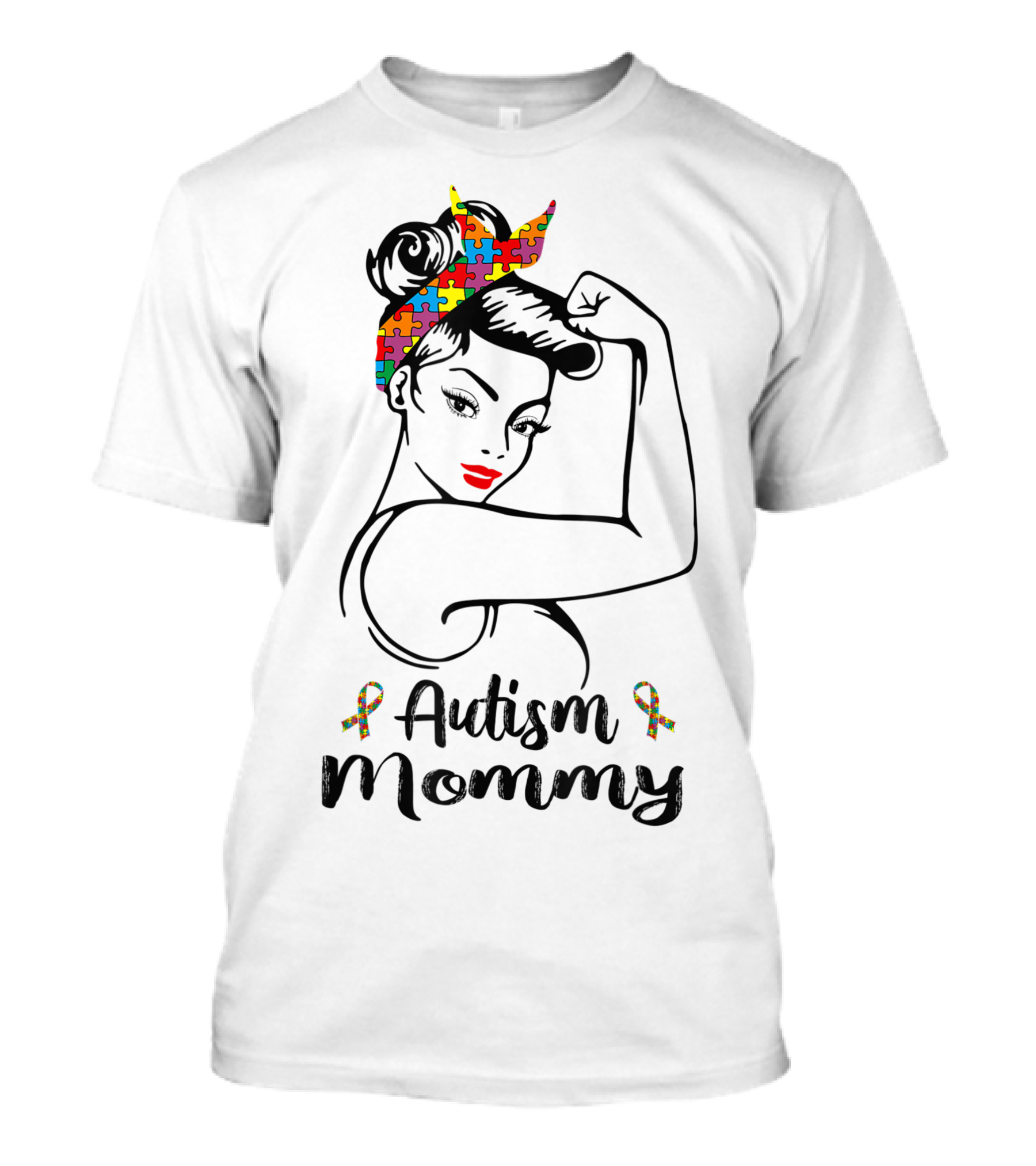Autism Mommy Puzzle Awareness Rosie Bandana T-Shirt