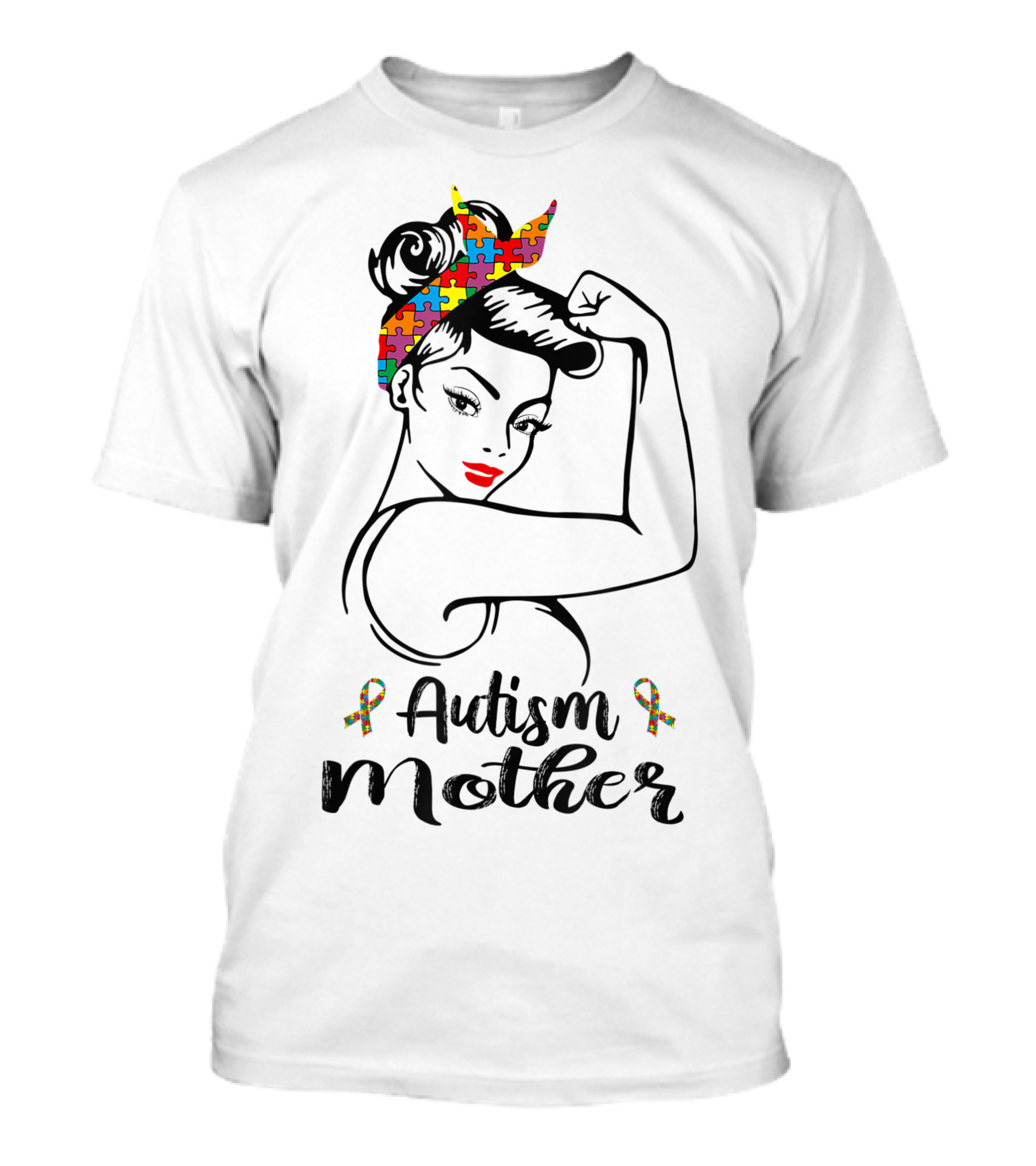 Autism Mother Outfit Puzzle Ribbon Autistic Awareness T-Shirt