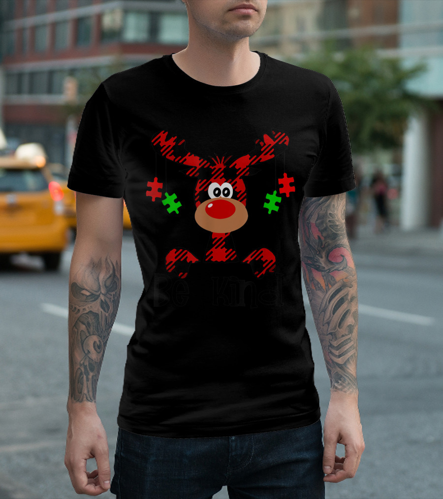 Be Kind Reindeer Autism Awareness Christmas Puzzle T-Shirt